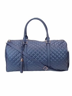 Ms. Lovely Dark Blue Large Quilted Weekender Duffle Bag - 22” x 10” x 11”